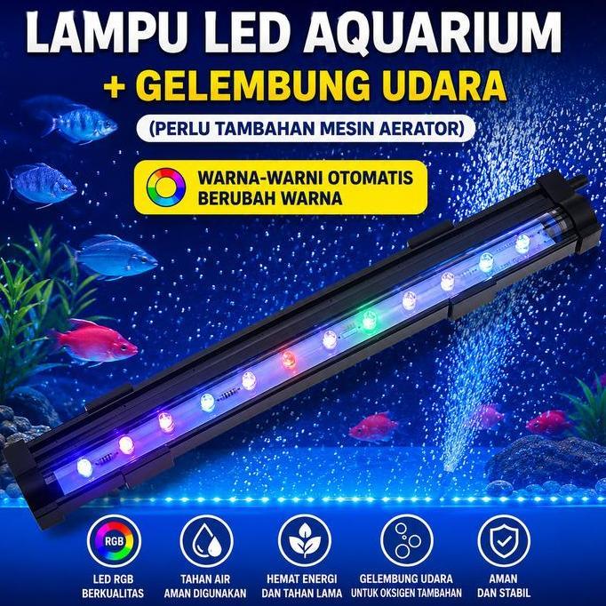 Lampu Celup Led Aquarium batu aerator lampu gelembung LAMPU akuarium