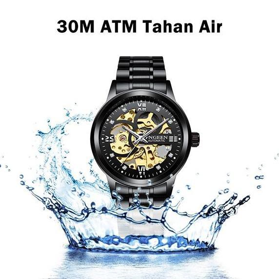 Watch- Fngeen 6018 Otomatis Jam Tangan Pria Anti Air Luxury Stainless Steel Mekanis Terproof Tches