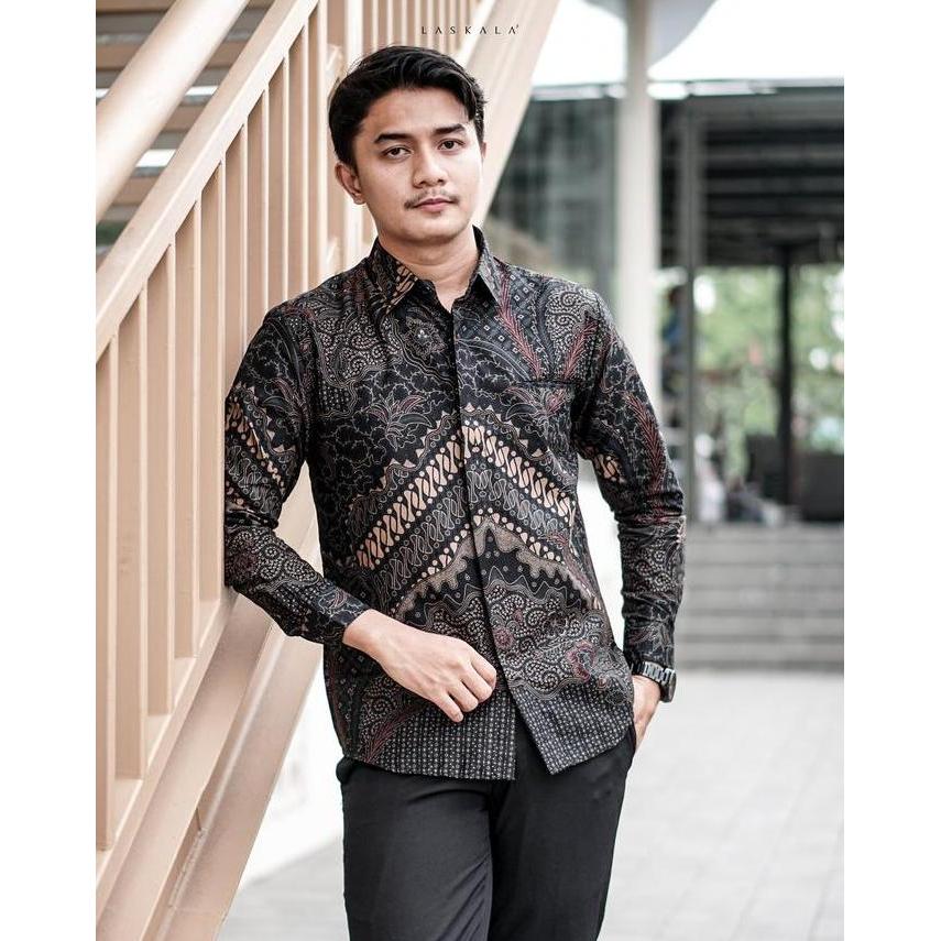 Gntg- Laskala Batik Sandro Kemeja Batik Pria Slimfit Lengan Panjang