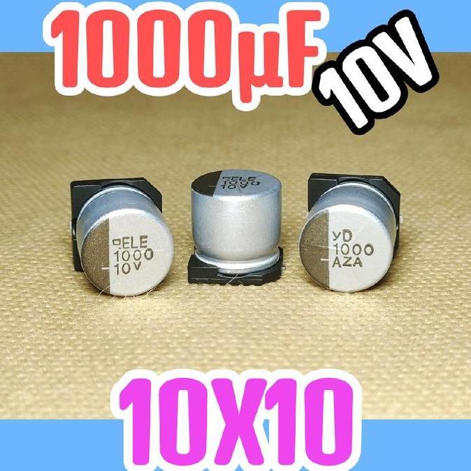 SOLID KAPASITOR CAPASITOR ELKO ELCO SMD 10V 1000UF 10V 1000 UF 10 V 10 VOLT AZA 10X10 ORIGINAL