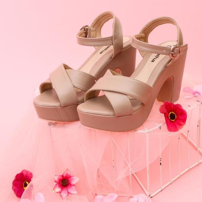 Shoe- Leneea Dranatha Heels Nita Sandal Kulit Sintetis Sol Antislip Rna Hitam Moka Size 36-40 Ready 