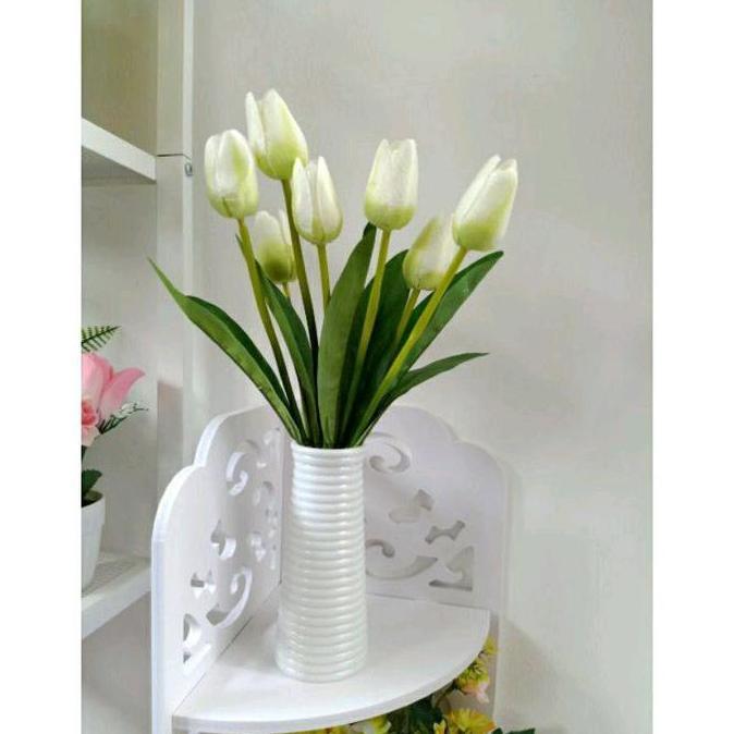 Toko Sanuri - Bunga Tulip Artificial Vas Ulir Panjang