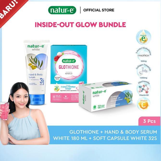 Natur-E Inside-Out Glow Bundle (Natur-E GLOTHIONE Glutathione Next-Gen Brightening Berry Collagen Dr