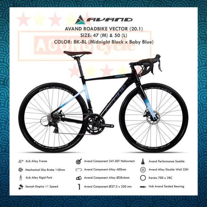 Promo SEPEDA BALAP GENIO AVAND VECTOR 20.1 ALLOY 11 SPEED ROADBIKE BY UNITED Diskon
