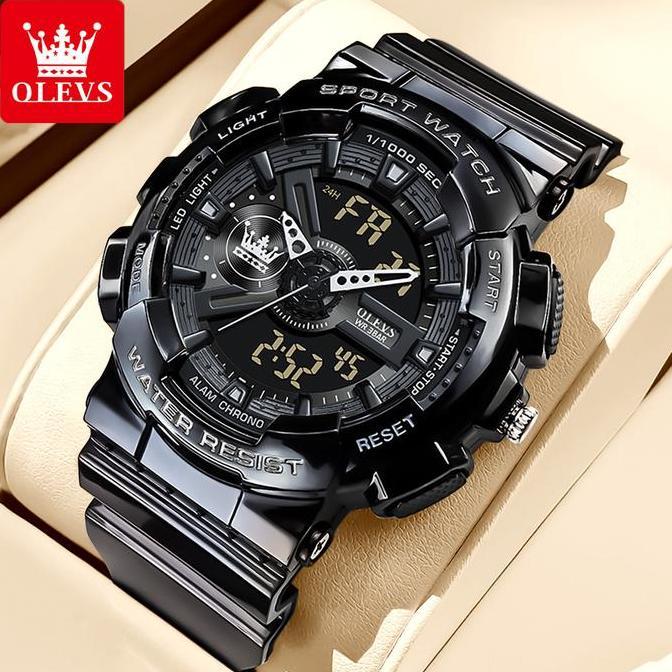 Bw- Olevs Jam Tangan Pria Cowok Sport Tch Anti Air Tahan Multifungsi Led Alarm Men Tches With Kotak