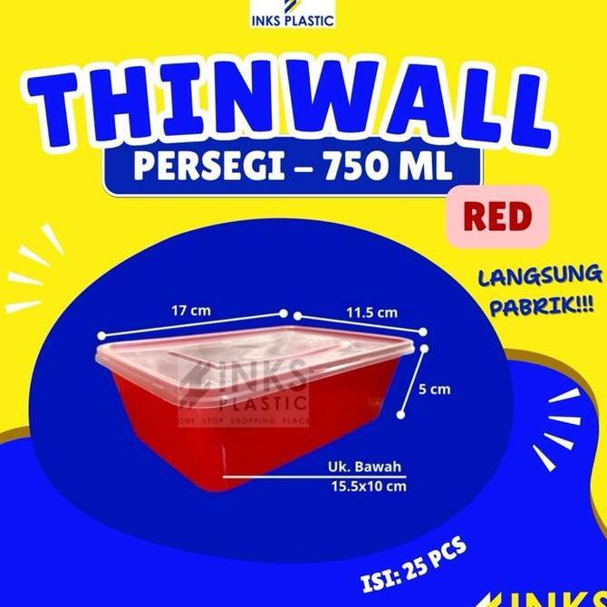THINWALL PERSEGI 750 ML WARNA ( ISI 25 )