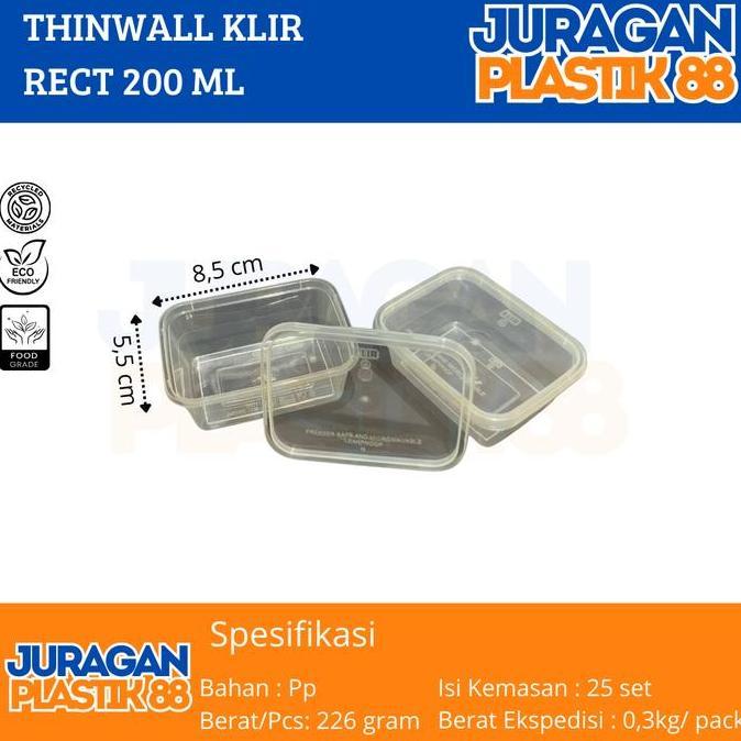 Thinwall Sekat | Thinwall Bento | Thinwall Persegi Panjang | KLIR 200ml 250ml 300ml 500ml 650ml 1000