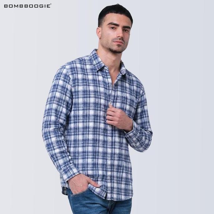 Bomboogie Kemeja Regular Pria Musky 24984B5WL Lengan Panjang