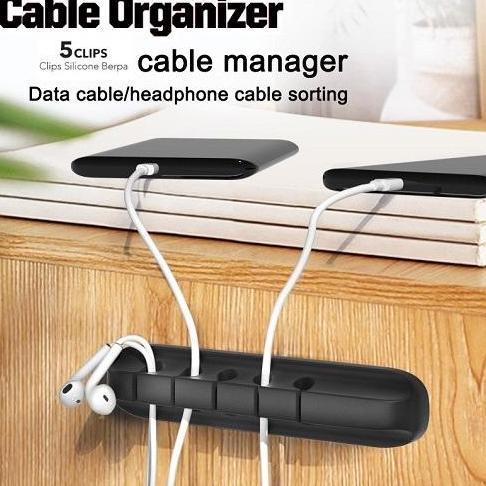 SC PENATA KABEL ORGANIZER CABLE CORD CLIP KLEM PENGAIT SILICONE PLUG HOLDER KABEL TEMPEL DINDING MEJ