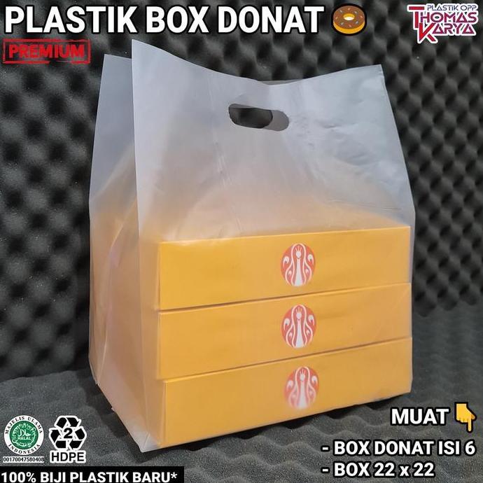 Kantong Plastik Bening HD Box Donat isi 50 Kemasan Dus Pizza Jinjing