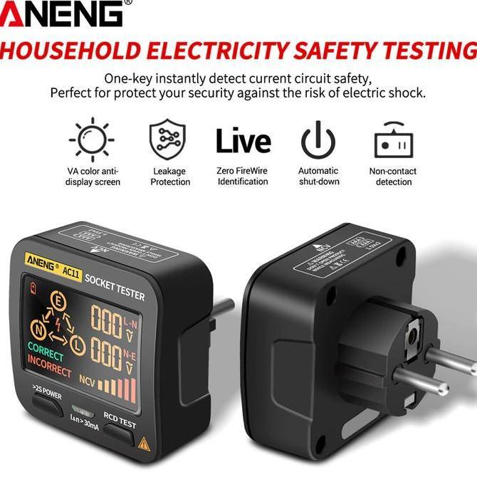 ANENG STOP KONTAK VOLTAGE TESTER GROUNDING POLARITY PHASE CHECK EU PLUG
