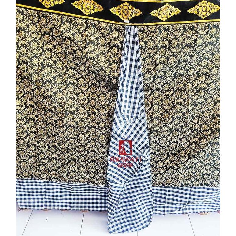WASTRA MERAJAN/PELINGGIH/SANGGAH WASTRA POLENG HITAM PUTIH PENUNGGUN KARANG BATIK KOMBINASI KANCUT P
