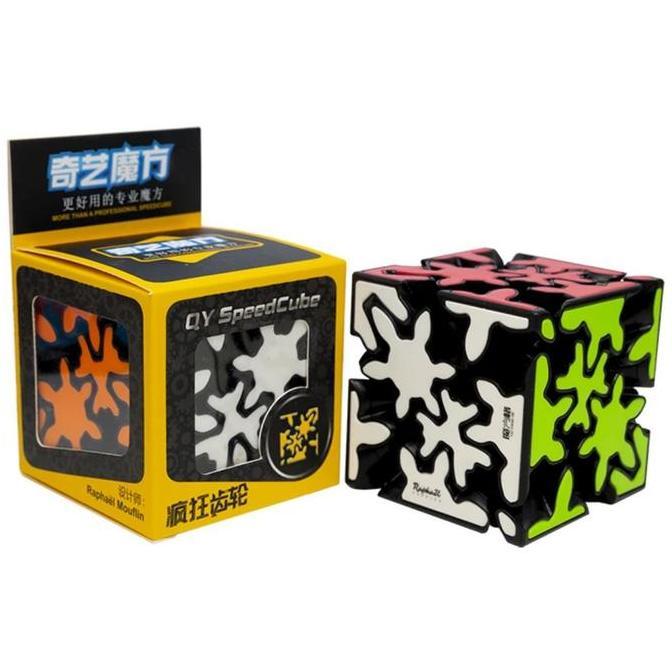 [vy] Magic Cube QiYi Gear Axis Cube / Crazy Gear Cube 3x3 Puzzle Kubus Black Base by Raphael