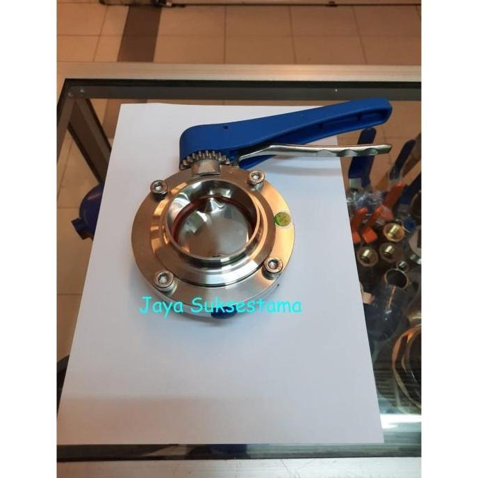 BUTTERFLY VALVE SANITARY 3" INCH STAINLESS SS 316L SPV FOODGRADE HEMAT