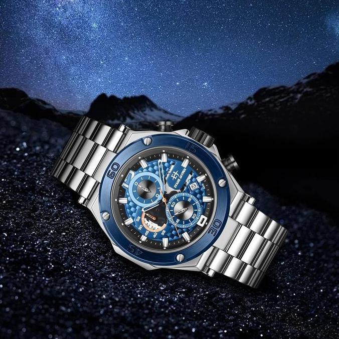 Vintage- Evans Jayden Jam Tangan Pria Ej 9839 Rantai Stainless Steel Chronograph Kaca Sapphire Ter R