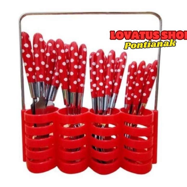 Sendok Polkadot Weston / 1 Set Sendok Garpu Pisau Peralatan Makan