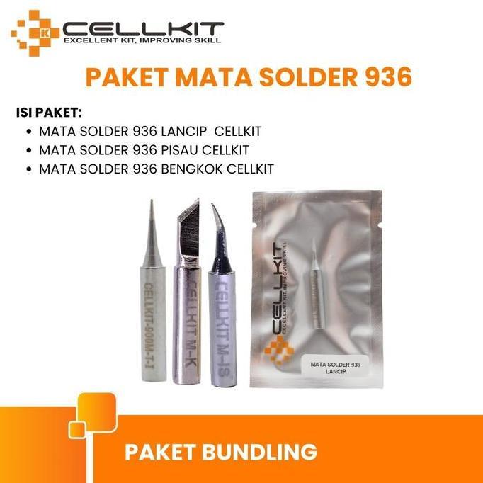 CELLKIT Paket Mata Solder 936 (Lancip, Bengkok, Pisau)