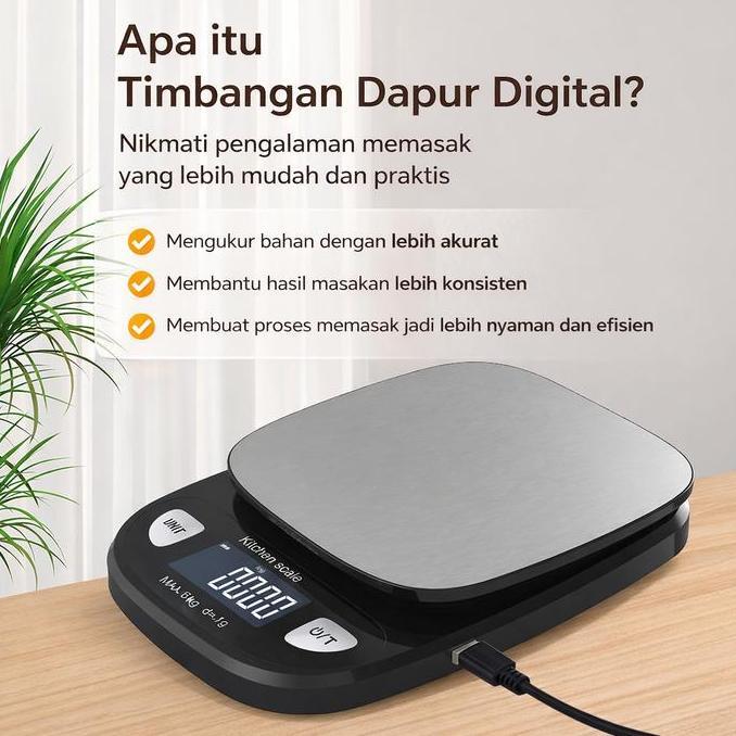 Timbangan Kue Digital Kapasitas 12 kg Rechargeable Kitchen Scale