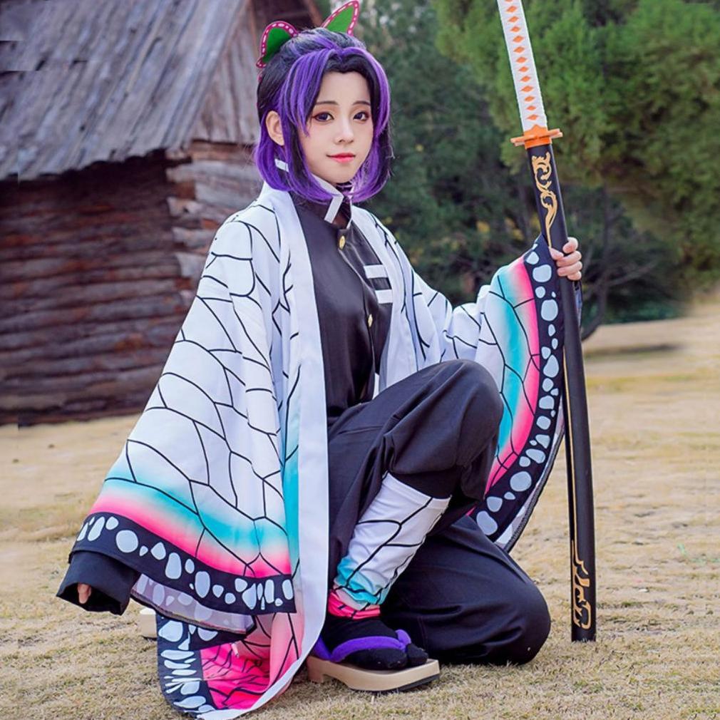 Diskon Anime Demon Slayer Kostum Cosplay Kochou Shinobu Kostum Untuk Anak -Anak Kostum Aktivitas Sek