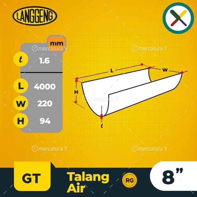Talang Air PVC RG 8" Talang Pipa Setengah Lingkaran
