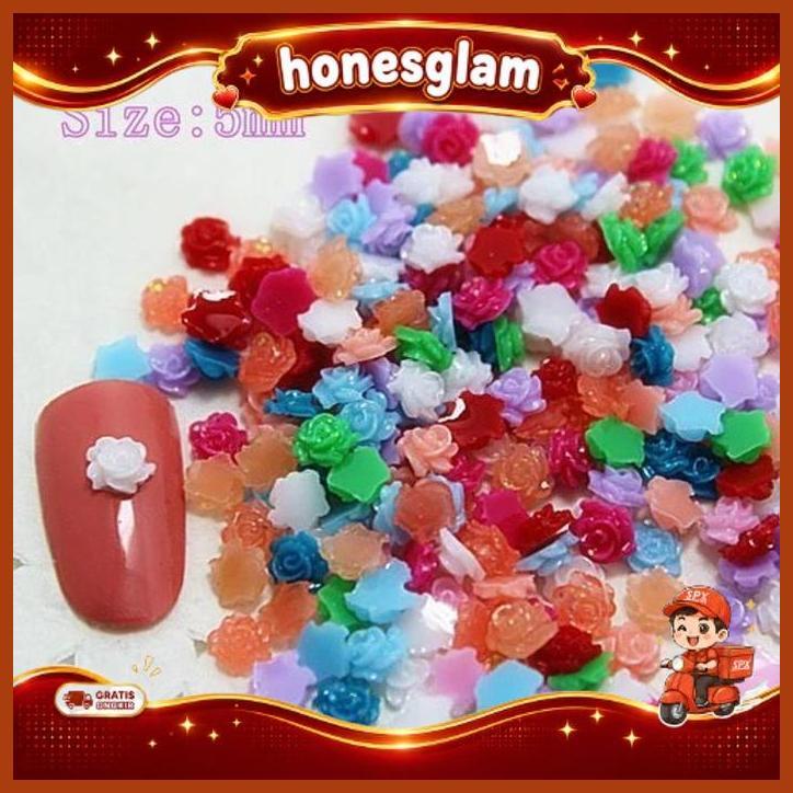 Manik Bunga Resin Bunga Glitter Nail Art 3D Scrapbooking Hiasan 3D Big Promo