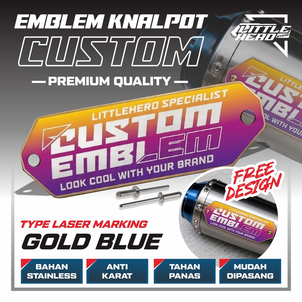 Emblem Knalpot Custom Pelangi Stainless Custom