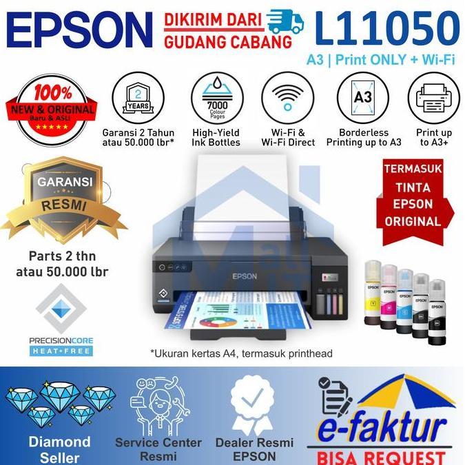 Printer EPSON L11050 L-11050 L 11050 Pengganti Epson L1300 L-1300 Print Only A3+ Resmi