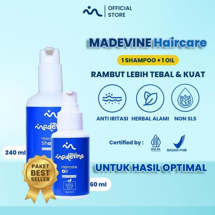 Wiji_Boseee - Madevine Hair Oil + Madevine Shampoo - Serum Dan Shampoo Bantu Atasi Penumbuh Rambut, 