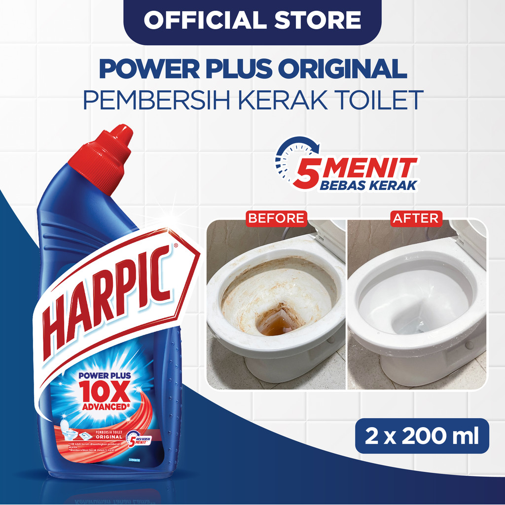 Harpic Powerplus 10X Advanced (2 pcs) - 200ml (Pembersih Toilet & Kamar Mandi Cair Untuk Menghilangk