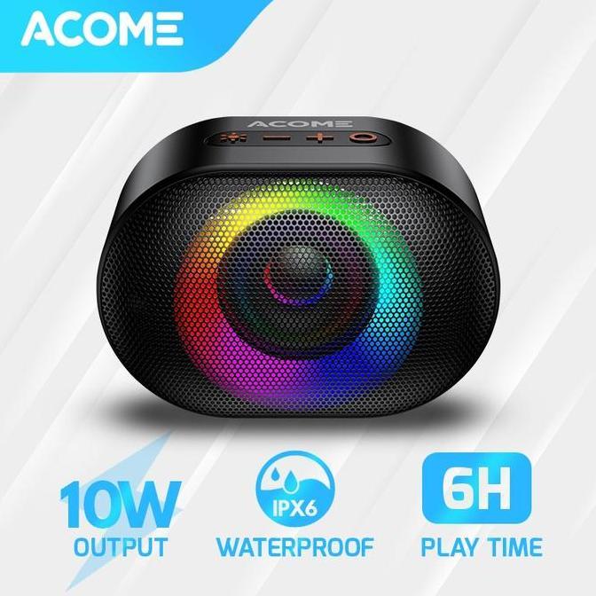 ACOME Speaker Bluetooth 5.0 TWS 10W lampu IPX6 Waterproof RGB A10 Diskon