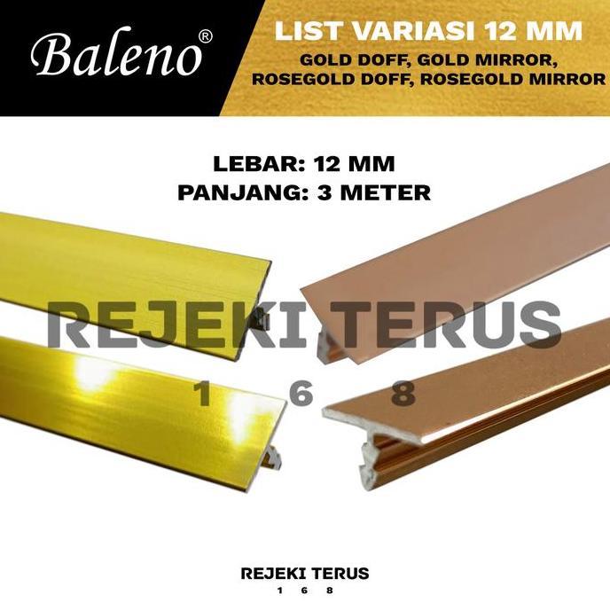 List Lis T Variasi 12 mm Aluminium Edging GOLD ROSEGOLD MIRROR DOFF