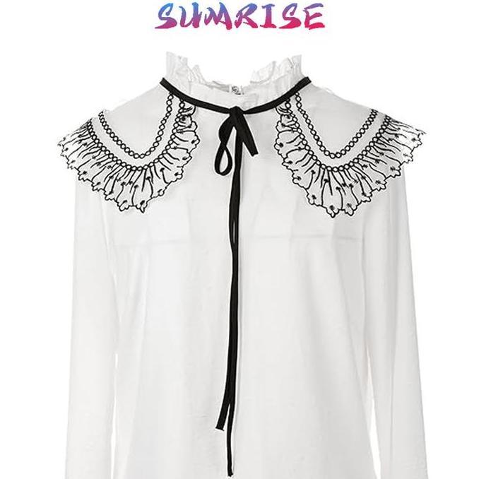 CAONAMBERONE Kerah Palsu Wanita Korean Style Kerah Bordir Renda Fake Collar Instan Aksesoris Kerah L