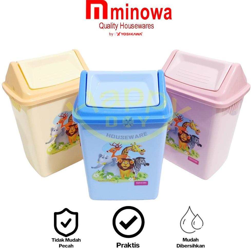 Yoshikawa Tempat Sampah Tutup Putar Swing Motif Pi-1015