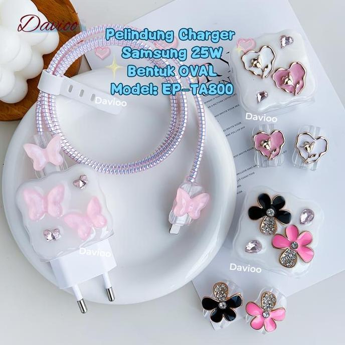 Phone- Pelindung Charger Samsung 25W Oval Ep-Ta800 |Set 5 Item Paket Cover Pelindung Kabel & Kepala 