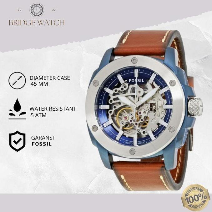 opalveroz - Jam Tangan Fossil Machine Automatic Pria Analog Leather Sporty Casual Original ME3135