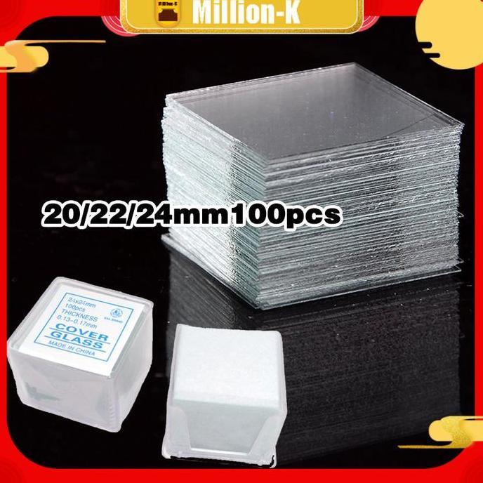 CLAKONE 100 Pcs Cover Glass Kaca Penutup Preparat / Deck Glass / Deck Glass Mikroskop