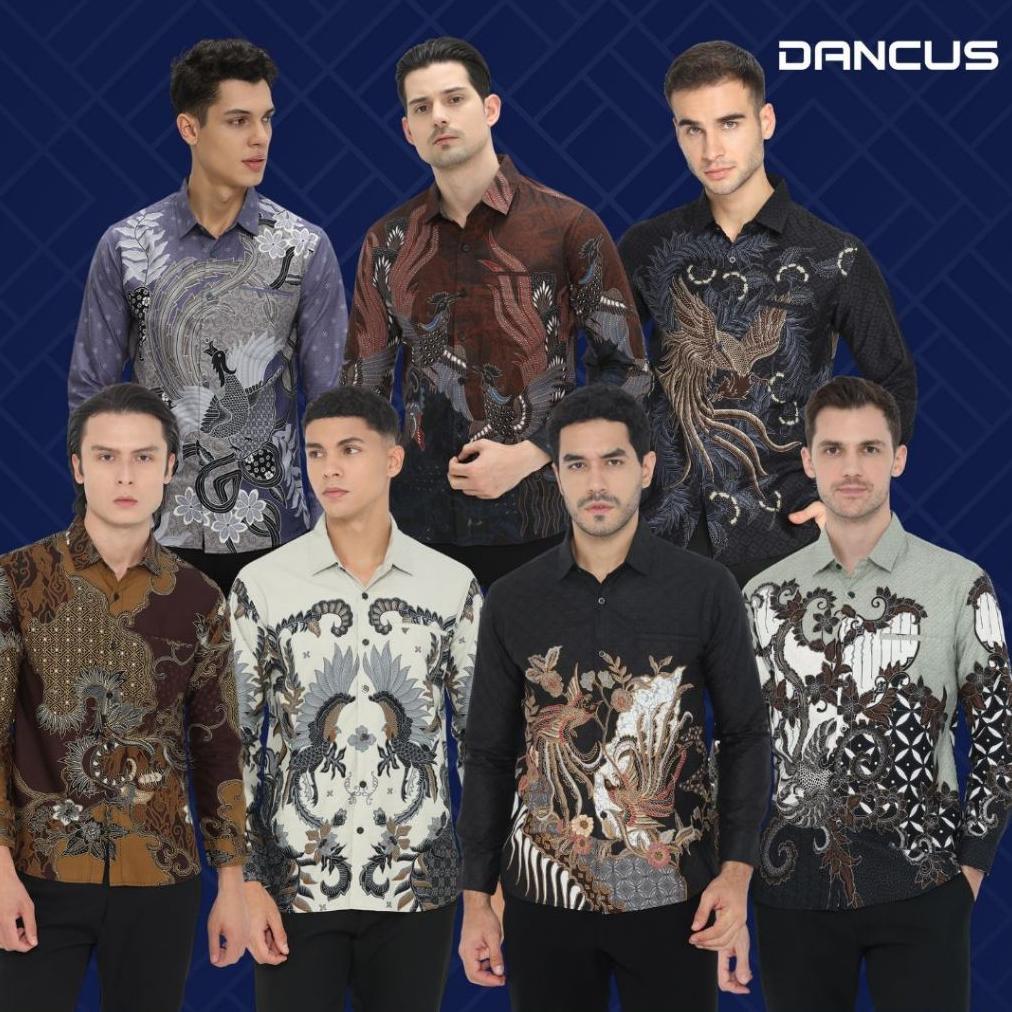 Dancus Kemeja Batik Pria Atasan Batik Modern Baju Batik Lengan Panjang Pria