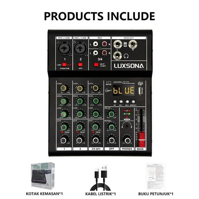 Soull- Audio Mixer /Mixer 4 Channel / Kp4 Professional Mixer Mini/ Amplifier Bluetooth Mini Mixer As