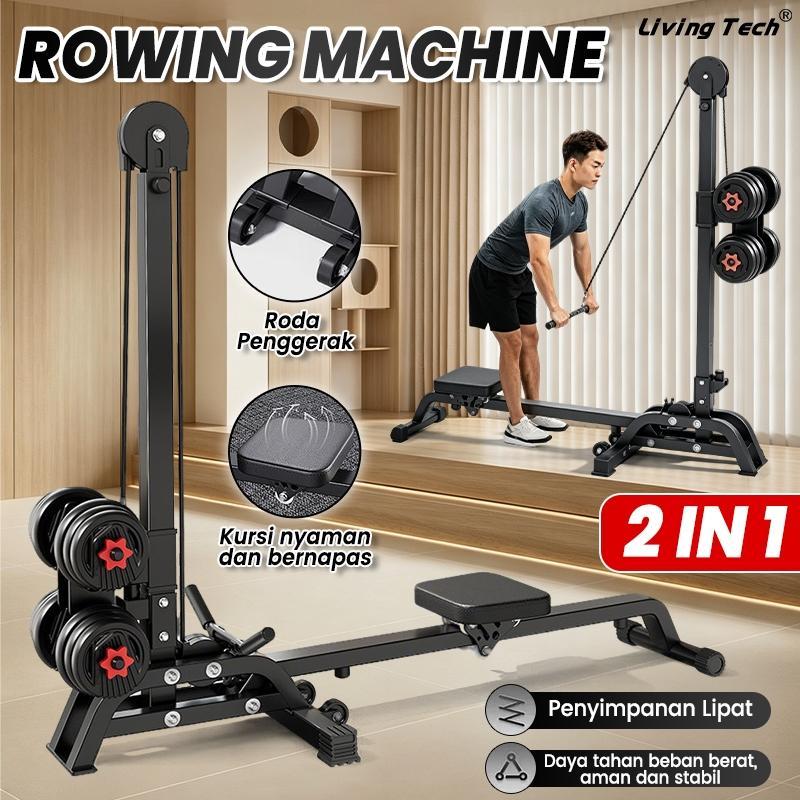 2-In-1 Foldable Rowing Machine Lat Pulldown Multifunctional / Rowing & Lat Pulldown / Tanpa Pelat Du