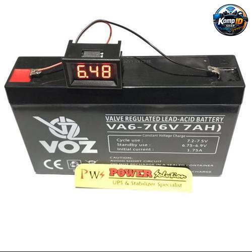 VOZ Battery 6V 7Ah + Digital Volt Meter