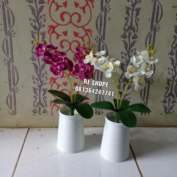Wonx- Bunga Plastik/Bunga Anggrek Mini/Bunga Meja Pohon Hias Artificial