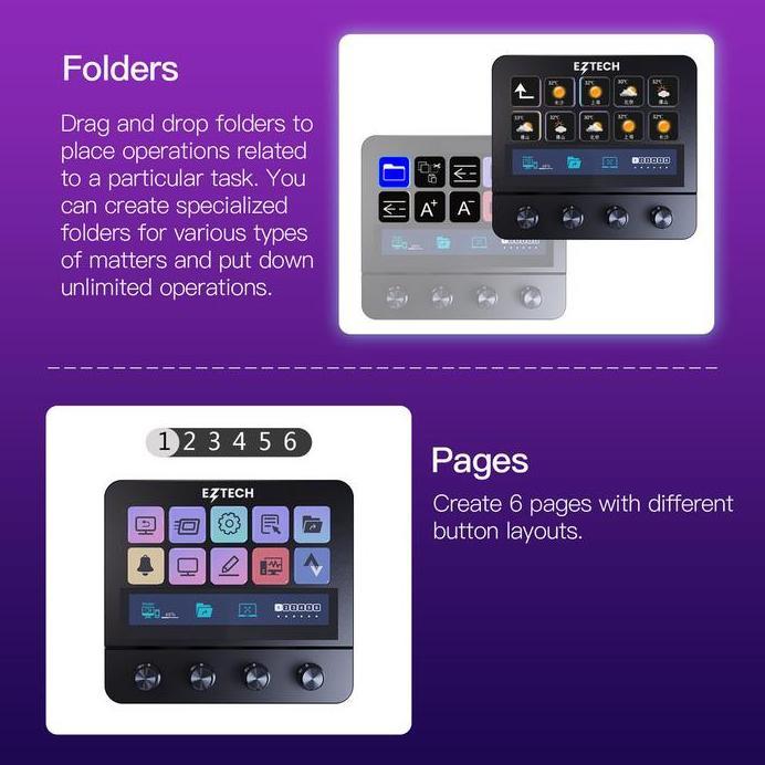 Eztech  All In One Stream Deck Z1/Z4 Programmable Macropad With Knob + Button - Stream Deck