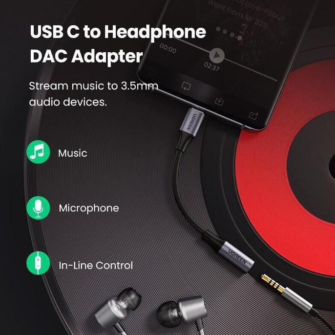 Converter Splitter DAC Type C ke Jack 3.5mm+Type C Charging Audio Call Diskon