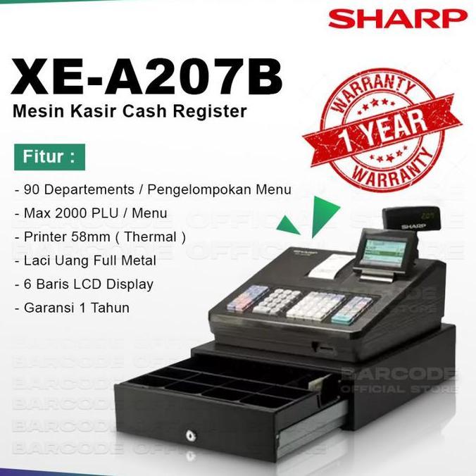 Talitcantikka - Cash Register Sharp Xe-A207B - Mesin Kasir Sharp 207 Hitam