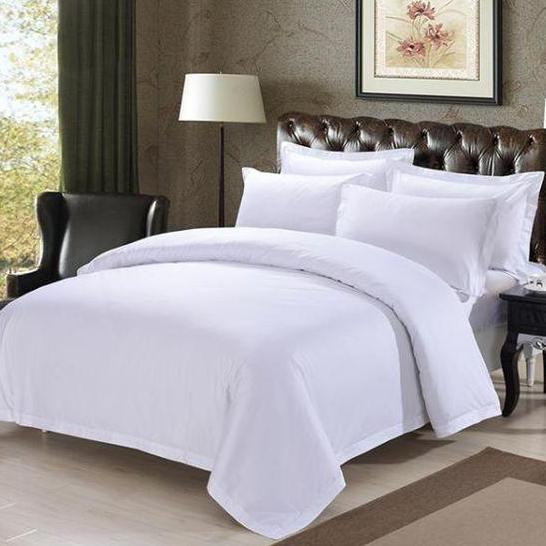 TERBARU - Sprei Flat Full Katun DOBBY Premium Polos Putih TC 300 (Sprei Only)