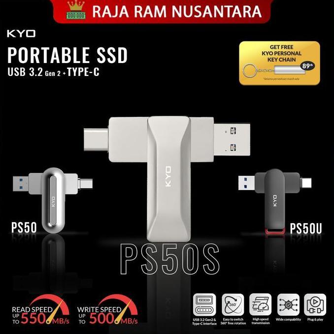 TERBARU - KYO PS50 PS50U PS50S 512GB Portable SSD USB 3.2 TYPE C External SSD Eksternal USSD