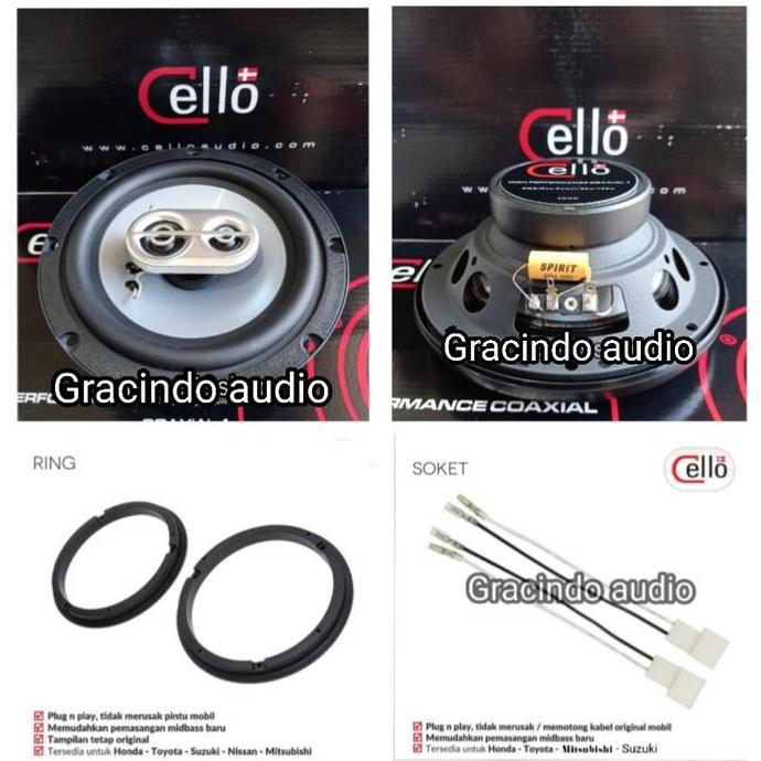 Speaker Coaxial 3Way Cello + Ring + Kabel Soket Pnp Suzuki Ertiga