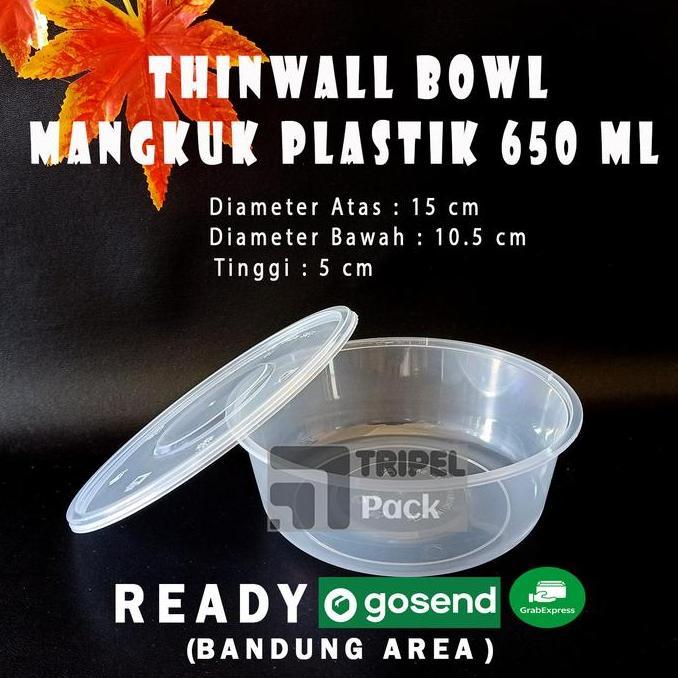 Thinwall Bowl Mangkok Plastik Cup Puding Bulat 650 ml