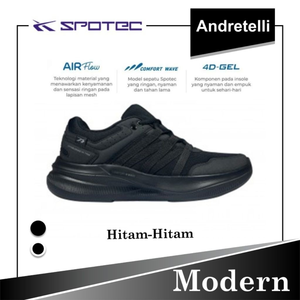 SPOTEC MODERN Sepatu Sekolah HITAM / HITAM