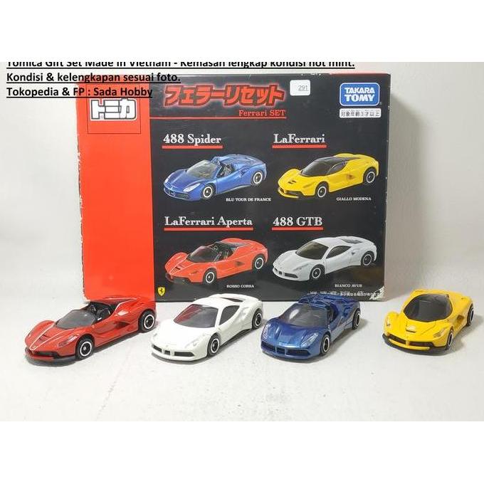 TOMICA GIFT SET FERRARI 4PCS FERARI 488 SPIDE, LAFERRARI, LAFERRARI APERTA & 488 GTB SADHO